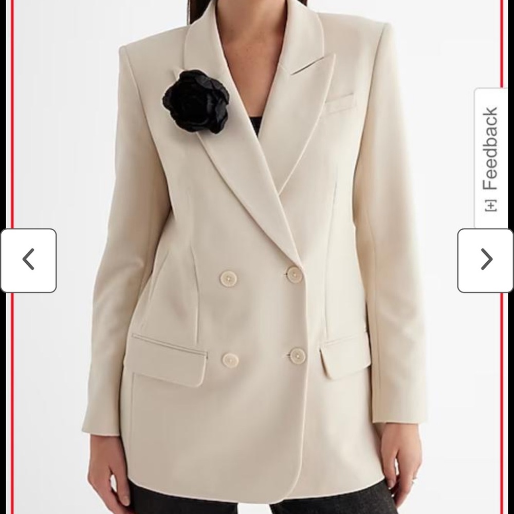 Women's Cream Double-Breasted Blazer